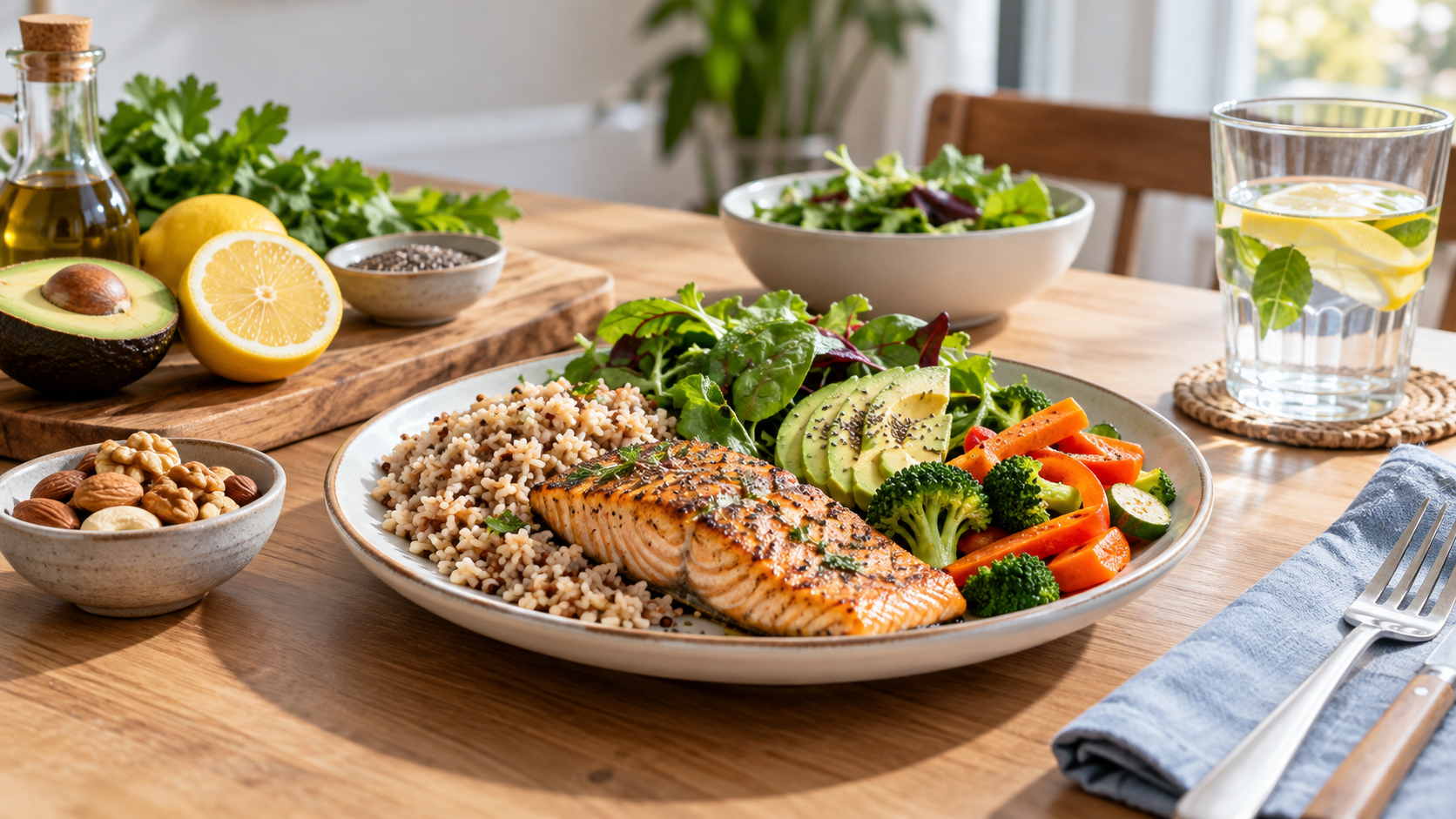 Balanced meal with varied everyday foods